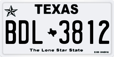 TX license plate BDL3812