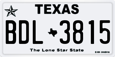 TX license plate BDL3815