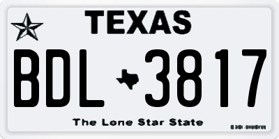 TX license plate BDL3817
