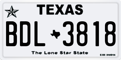 TX license plate BDL3818