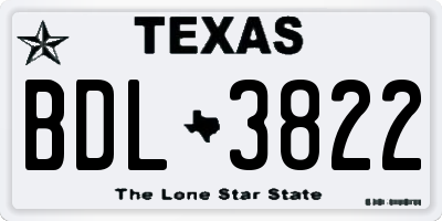 TX license plate BDL3822