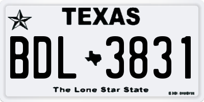 TX license plate BDL3831