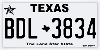 TX license plate BDL3834