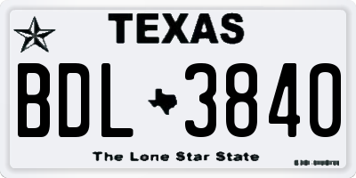 TX license plate BDL3840