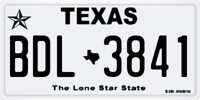 TX license plate BDL3841