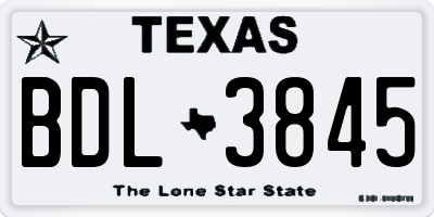 TX license plate BDL3845