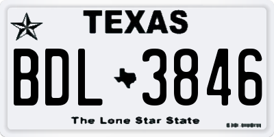 TX license plate BDL3846