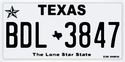 TX license plate BDL3847