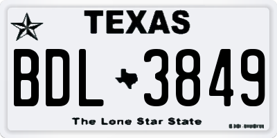 TX license plate BDL3849