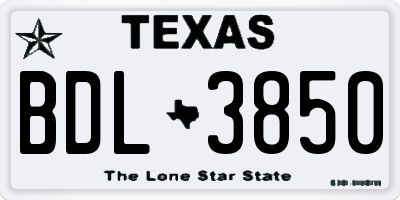 TX license plate BDL3850