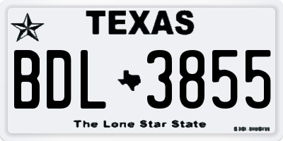 TX license plate BDL3855
