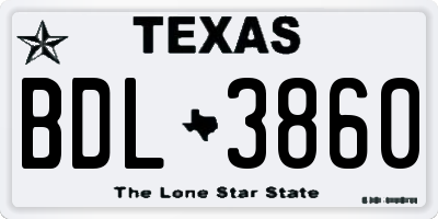 TX license plate BDL3860