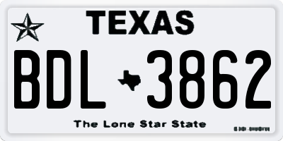 TX license plate BDL3862