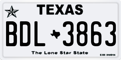 TX license plate BDL3863