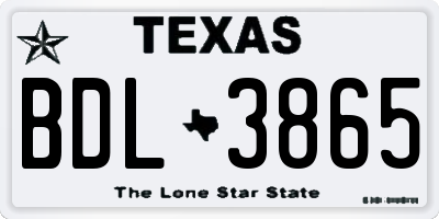 TX license plate BDL3865