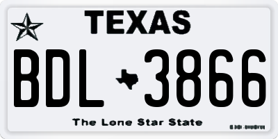 TX license plate BDL3866