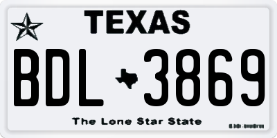 TX license plate BDL3869