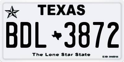 TX license plate BDL3872