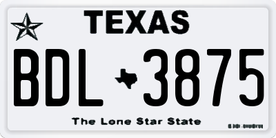 TX license plate BDL3875