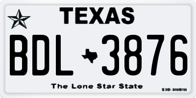 TX license plate BDL3876
