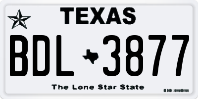 TX license plate BDL3877