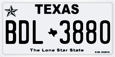 TX license plate BDL3880