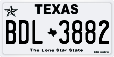 TX license plate BDL3882