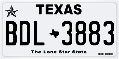 TX license plate BDL3883