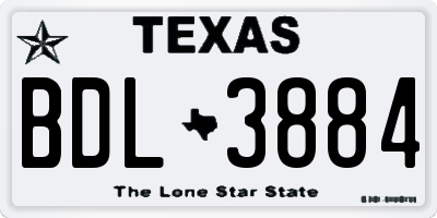 TX license plate BDL3884