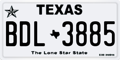 TX license plate BDL3885