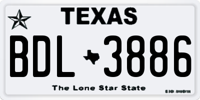 TX license plate BDL3886