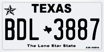 TX license plate BDL3887