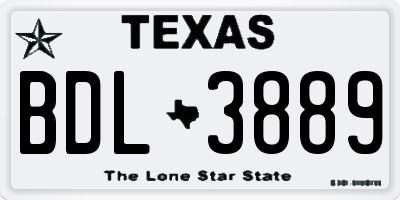 TX license plate BDL3889