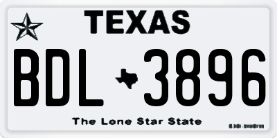 TX license plate BDL3896
