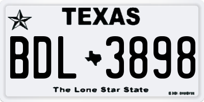 TX license plate BDL3898