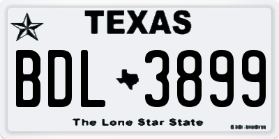 TX license plate BDL3899