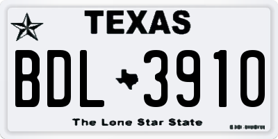 TX license plate BDL3910