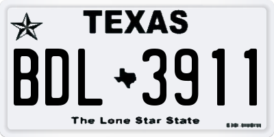 TX license plate BDL3911