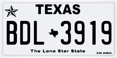 TX license plate BDL3919