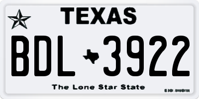 TX license plate BDL3922