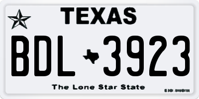 TX license plate BDL3923