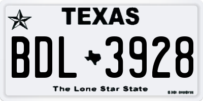 TX license plate BDL3928