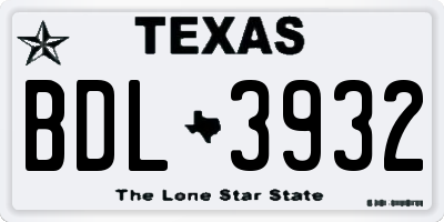 TX license plate BDL3932
