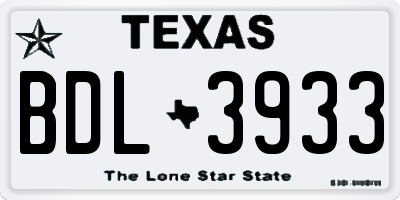 TX license plate BDL3933