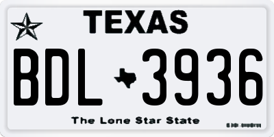 TX license plate BDL3936