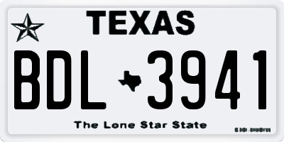 TX license plate BDL3941