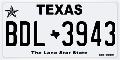 TX license plate BDL3943