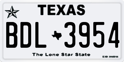 TX license plate BDL3954