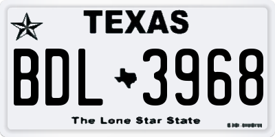 TX license plate BDL3968