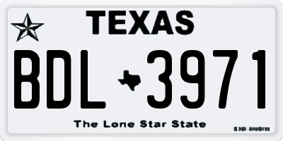 TX license plate BDL3971